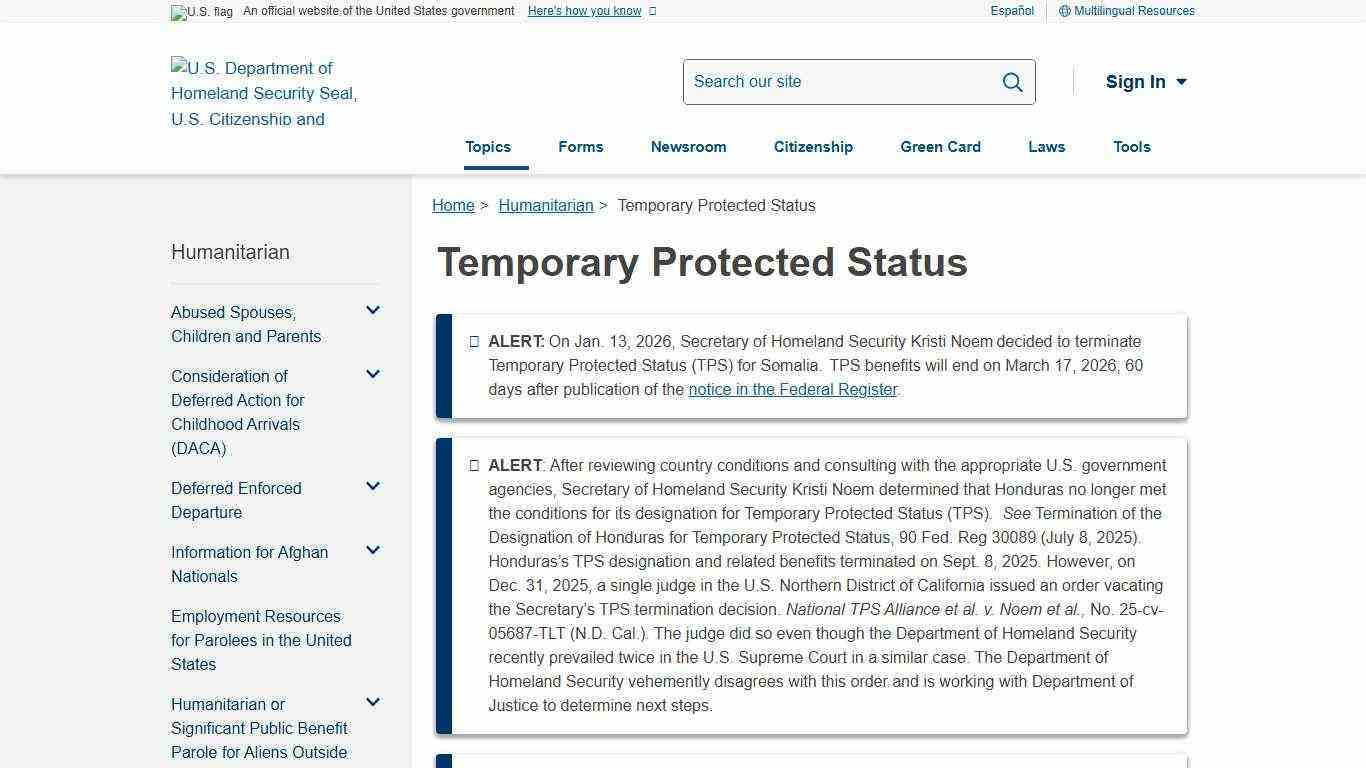 Temporary Protected Status | USCIS